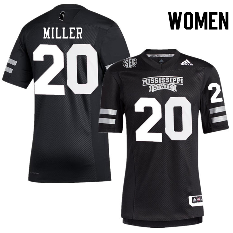 Women #20 Montre Miller Mississippi State Bulldogs College Football Jerseys Stitched-Black